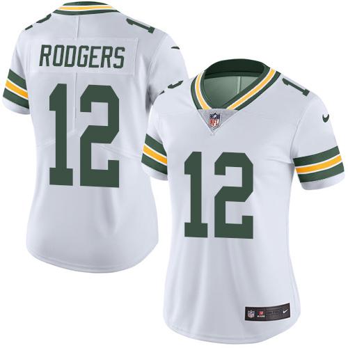 Women's Green Bay Packers #12 Aaron Rodgers White Vapor Untouchable Limited Stitched Jersey(Run Small)